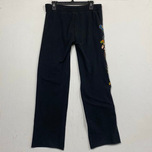Lucky Brand Women's VTG Y2K Black Floral Embroidered Boho Sweatpants Medium - Picture 5 of 12